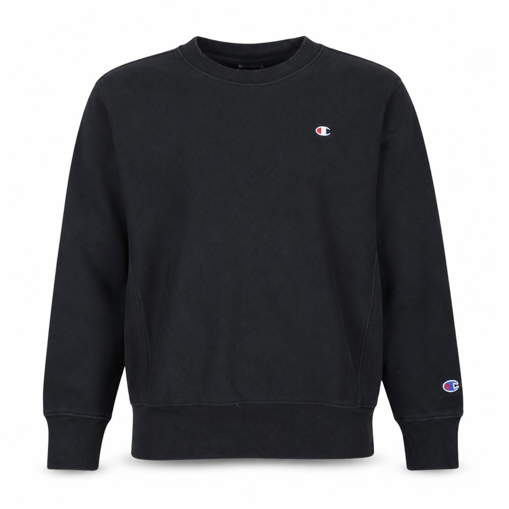 Front view of Champion Men's Black XS Reverse Weave Pullover Sweatshirt