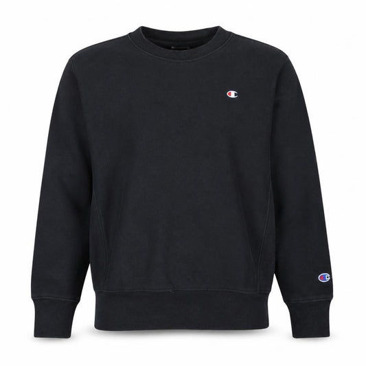 Front view of Champion Men's Black XS Reverse Weave Pullover Sweatshirt
