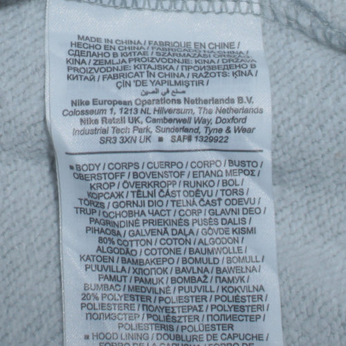 Nike Men's Grey Pullover Hoodie S Regular Fit Fleece Sportswear