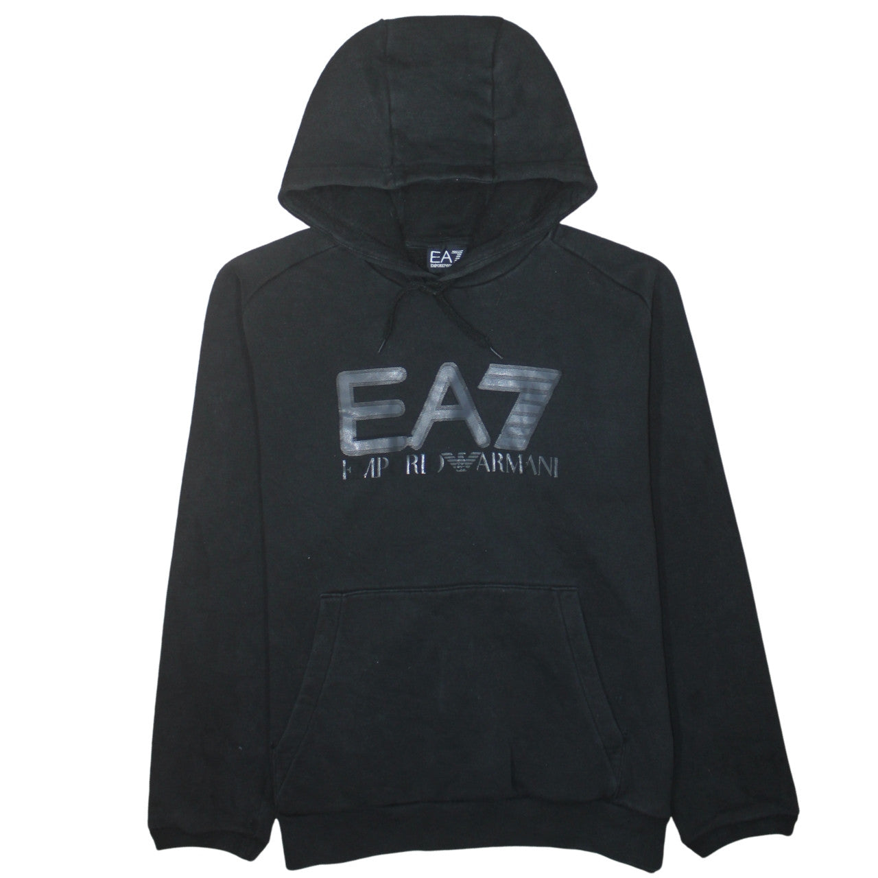 Emporio Armani EA7 Men's Black XL Pullover Hoodie with Logo