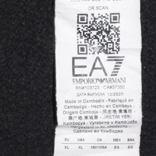 Emporio Armani EA7 Men's Black XL Pullover Hoodie with Logo