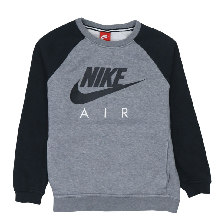 Nike Men Grey Black Air Logo Crew Neck Pullover Sweatshirt Size S