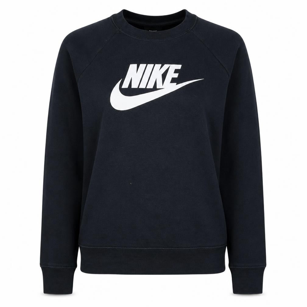 Front view of Nike Women's Black Small Pullover Sweatshirt with Logo Print