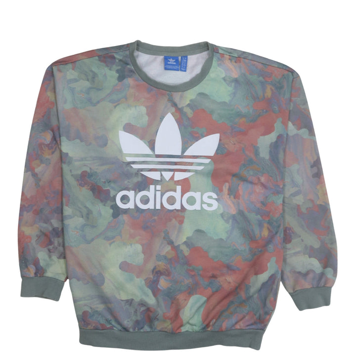 Adidas Women Multicoloured Crew Neck Pullover Sweatshirt Size 8