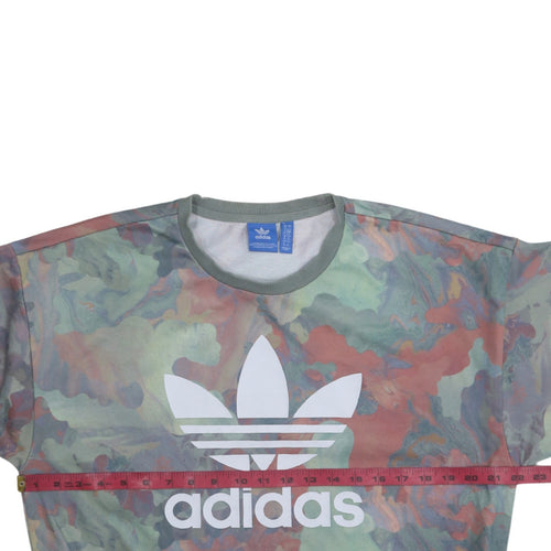 Adidas Women Multicoloured Crew Neck Pullover Sweatshirt Size 8