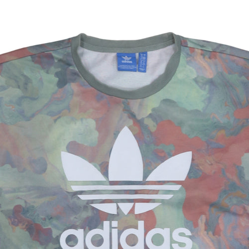 Adidas Women Multicoloured Crew Neck Pullover Sweatshirt Size 8