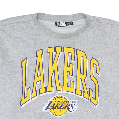 NBA Los Angeles Lakers Womens Grey Crew Neck Pullover Sweatshirt L