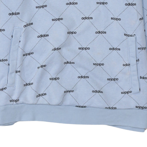 Adidas Womens Blue Hoodie L 16-18 Pullover Logo Print Casual Sweatshirt