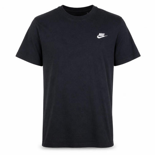 Front view of Nike Men's Black Crew Neck Short Sleeve Classic Cotton T-Shirt, size M