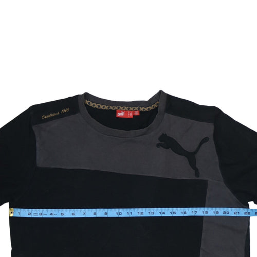 Puma Mens Black Colourblock Cotton Crew Neck T-Shirt Size L