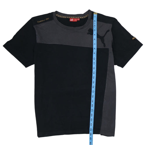 Puma Mens Black Colourblock Cotton Crew Neck T-Shirt Size L