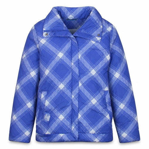 Columbia Girls Blue Check Puffer Jacket 14-16 Years Winter Mid-Length