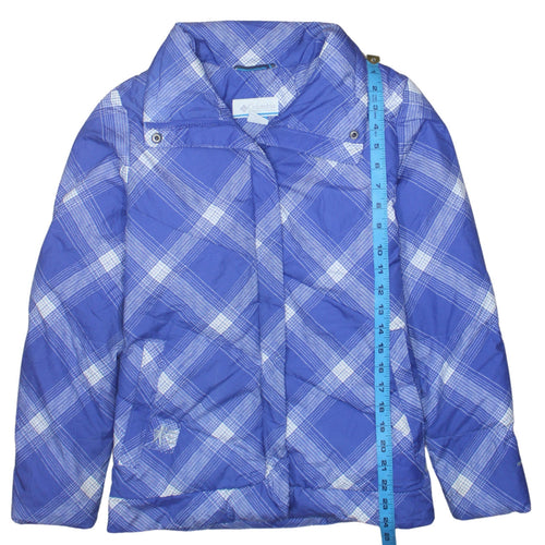 Columbia Girls Blue Check Puffer Jacket 14-16 Years Winter Mid-Length