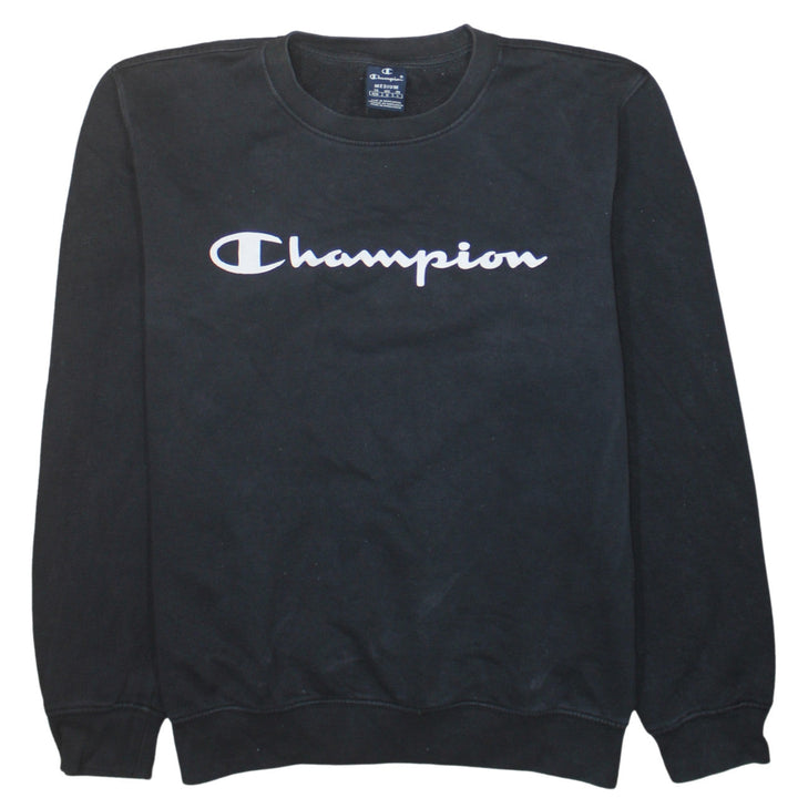 Champion Men's Black Medium Crew Neck Logo Sweatshirt