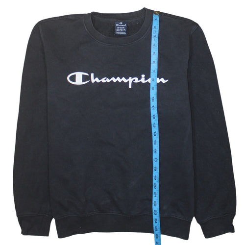 Champion Men's Black Medium Crew Neck Logo Sweatshirt