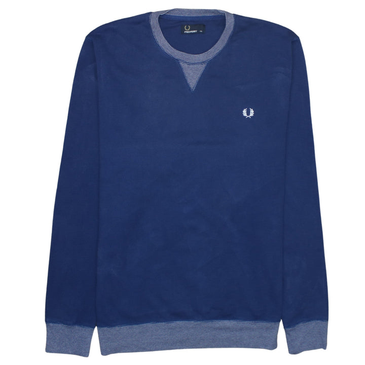 Fred Perry Men's Blue 2XL Crew Neck Cotton Pullover Sweatshirt