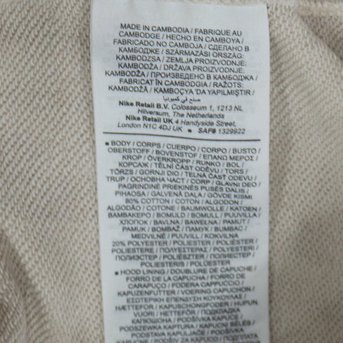 Nike Womens Beige Pullover Hoodie XS Cotton Blend Casual