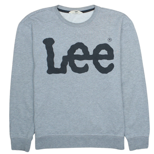Lee Men's Grey Logo Pullover Sweatshirt Medium Crew Neck