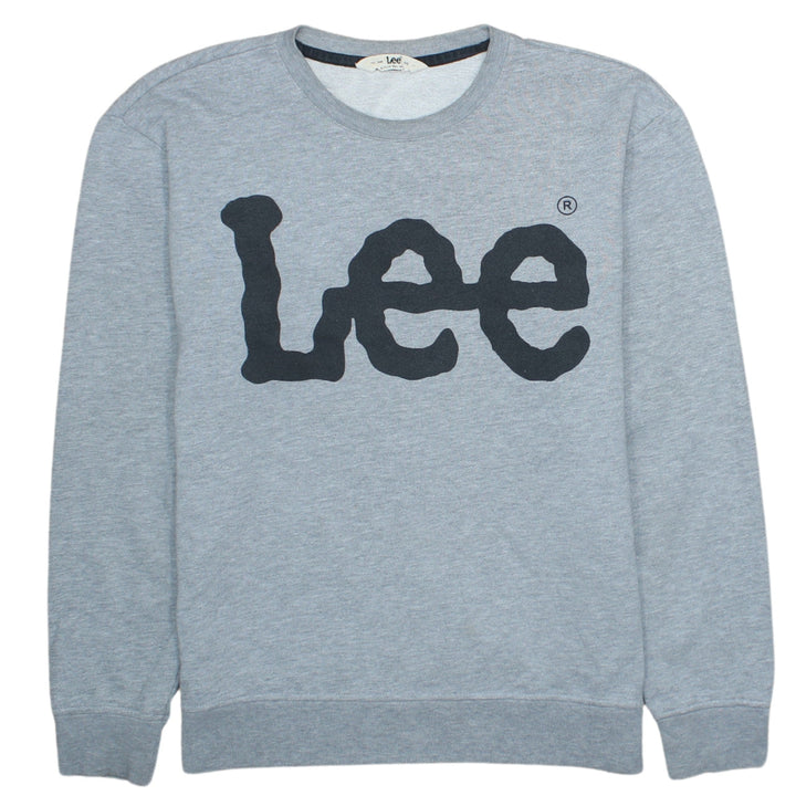 Lee Men's Grey Logo Pullover Sweatshirt Medium Crew Neck