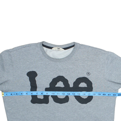 Lee Men's Grey Logo Pullover Sweatshirt Medium Crew Neck