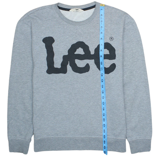 Lee Men's Grey Logo Pullover Sweatshirt Medium Crew Neck