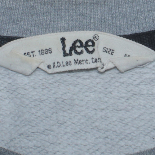Lee Men's Grey Logo Pullover Sweatshirt Medium Crew Neck