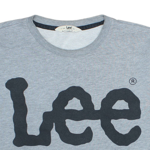 Lee Men's Grey Logo Pullover Sweatshirt Medium Crew Neck