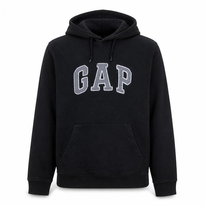 Gap Men’s Black Pullover Hoodie Medium Logo Fleece Sweatshirt