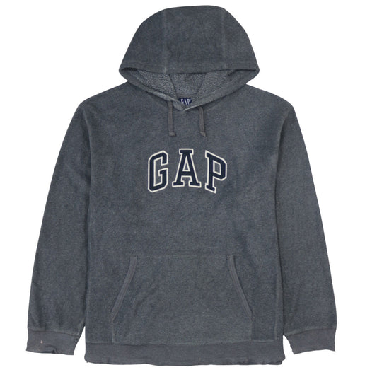GAP Mens Grey Pullover Hoodie Medium Fleece Logo Sweatshirt