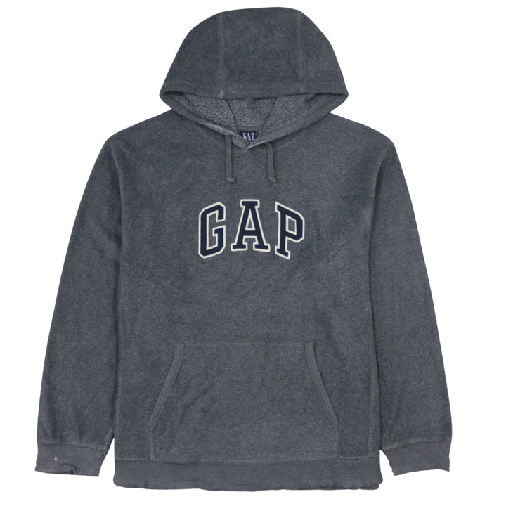 GAP Mens Grey Pullover Hoodie Medium Fleece Logo Sweatshirt