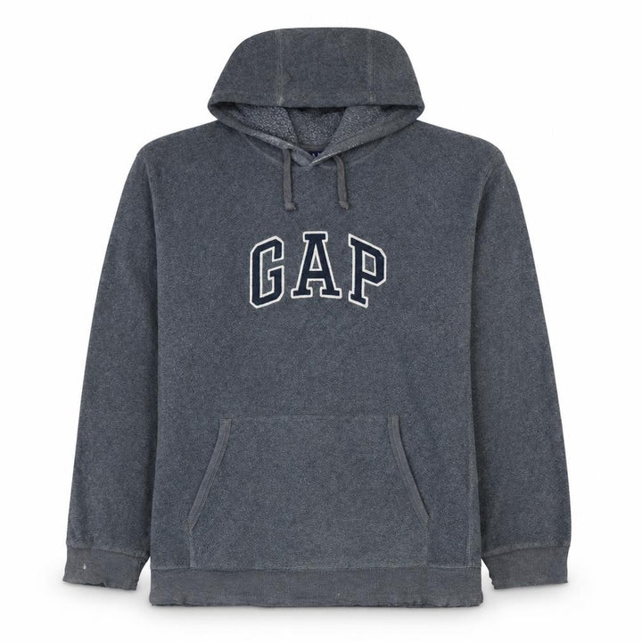 Gap Mens Grey Pullover Hoodie Medium Fleece Logo Sweatshirt