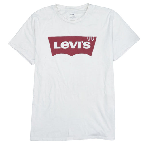 Levi's Men's White Logo Graphic Crew Neck Short Sleeve T-Shirt L