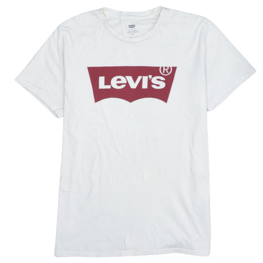 Levi's Men's White Logo Graphic Crew Neck Short Sleeve T-Shirt L
