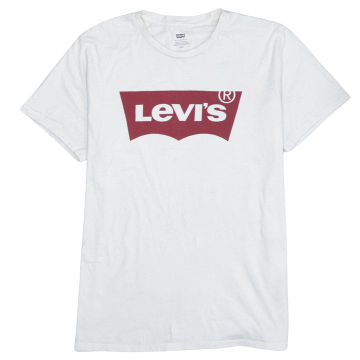 Levi's Men's White Logo Graphic Crew Neck Short Sleeve T-Shirt L