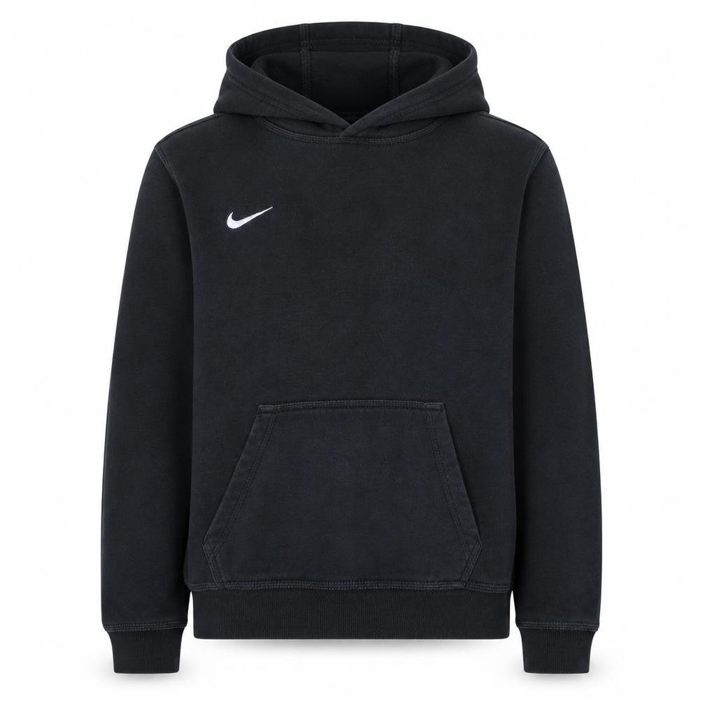 Front view of Nike boys’ black xl pullover hoodie 13-15 years soft cotton blend