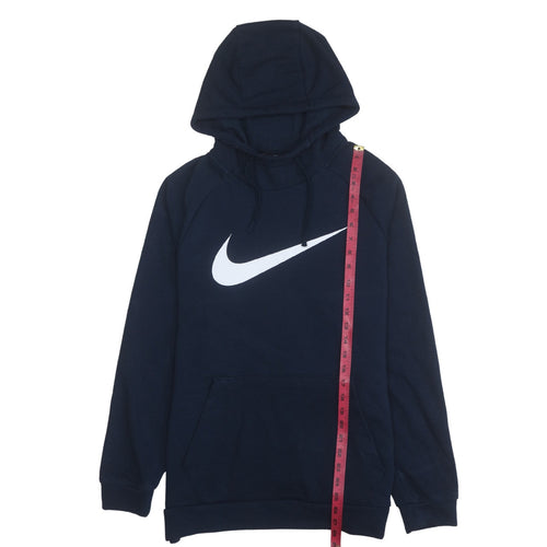 Nike Men's Blue Pullover Hoodie Medium Dri-FIT Logo Sweatshirt