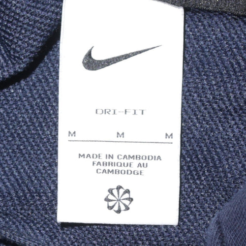 Nike Men's Blue Pullover Hoodie Medium Dri-FIT Logo Sweatshirt