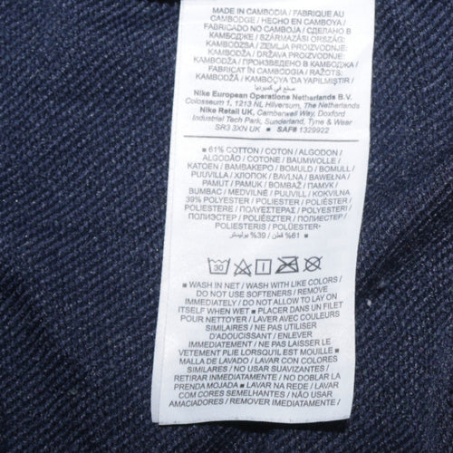 Nike Men's Blue Pullover Hoodie Medium Dri-FIT Logo Sweatshirt