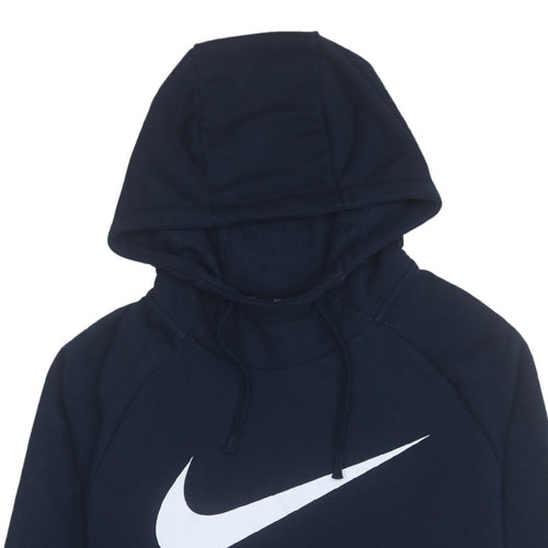 Nike Men's Blue Pullover Hoodie Medium Dri-FIT Logo Sweatshirt