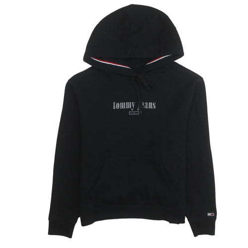 Tommy Jeans Women's Black Hoodie Medium Pullover Cotton Blend Casual Sweatshirt