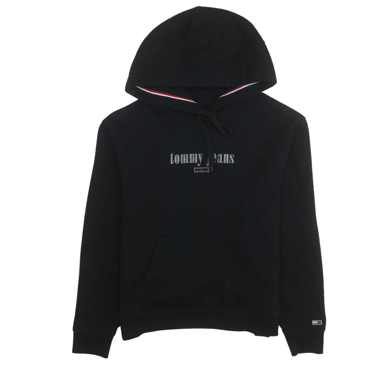 Tommy Jeans Women's Black Hoodie Medium Pullover Cotton Blend Casual Sweatshirt
