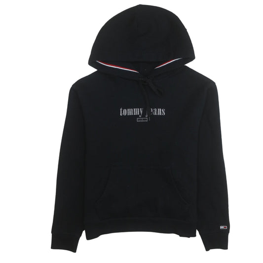 Tommy Jeans Women's Black Hoodie Medium Pullover Cotton Blend Casual Sweatshirt
