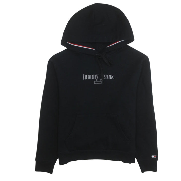 Tommy Jeans Women's Black Hoodie Medium Pullover Cotton Blend Casual Sweatshirt