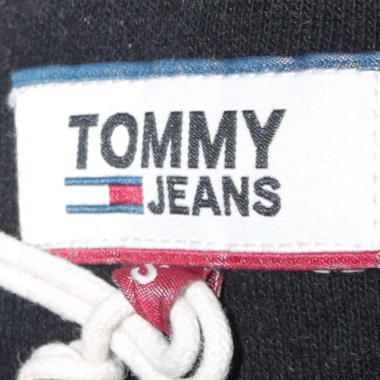 Tommy Jeans Women's Black Hoodie Medium Pullover Cotton Blend Casual Sweatshirt