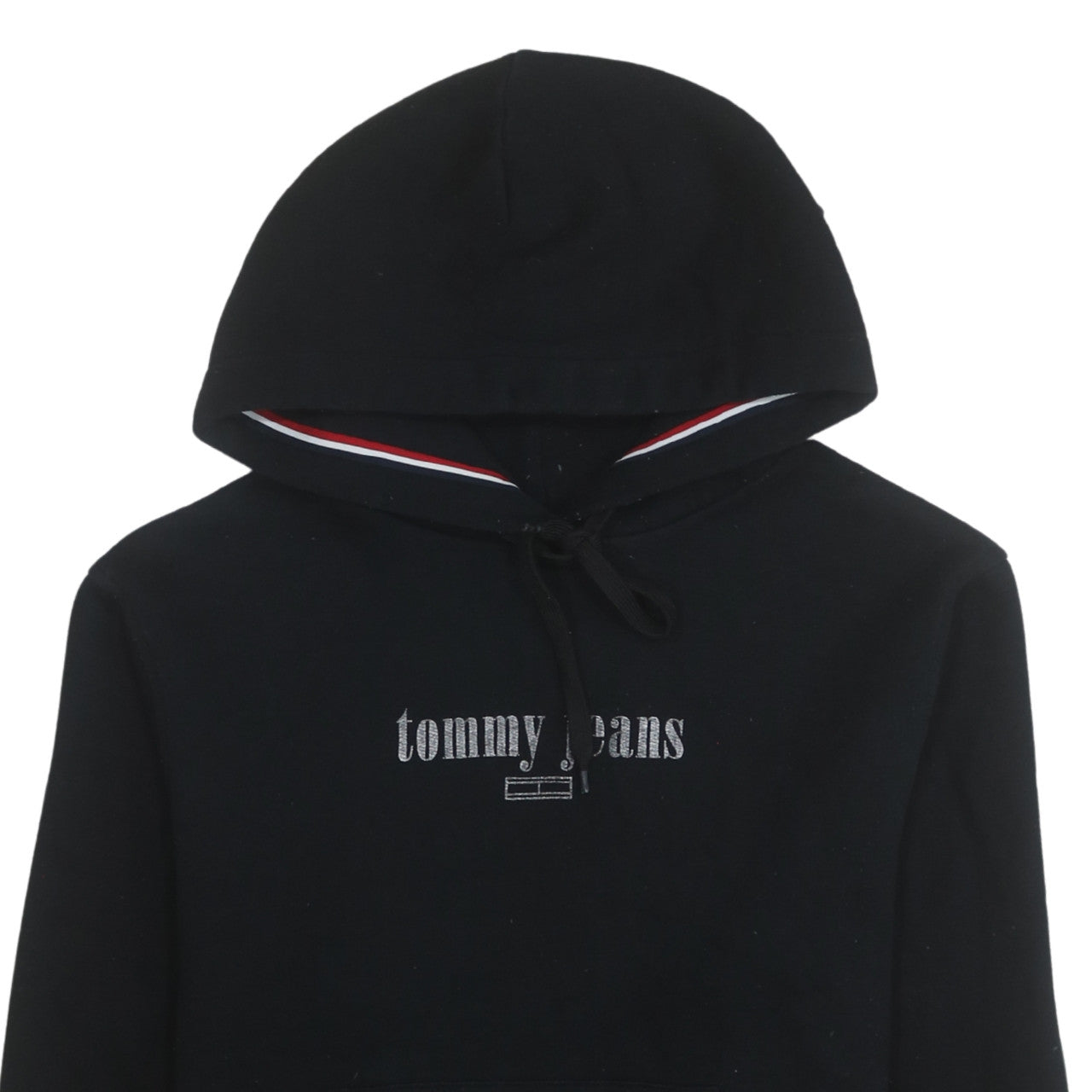 Tommy Jeans Women's Black Hoodie Medium Pullover Cotton Blend Casual Sweatshirt