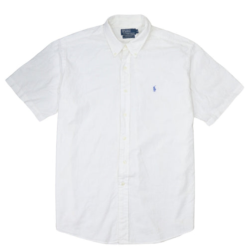 Ralph Lauren Men's White Slim Fit Button-Down Short Sleeve Shirt XL
