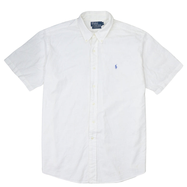 Ralph Lauren Men's White Slim Fit Button-Down Short Sleeve Shirt XL