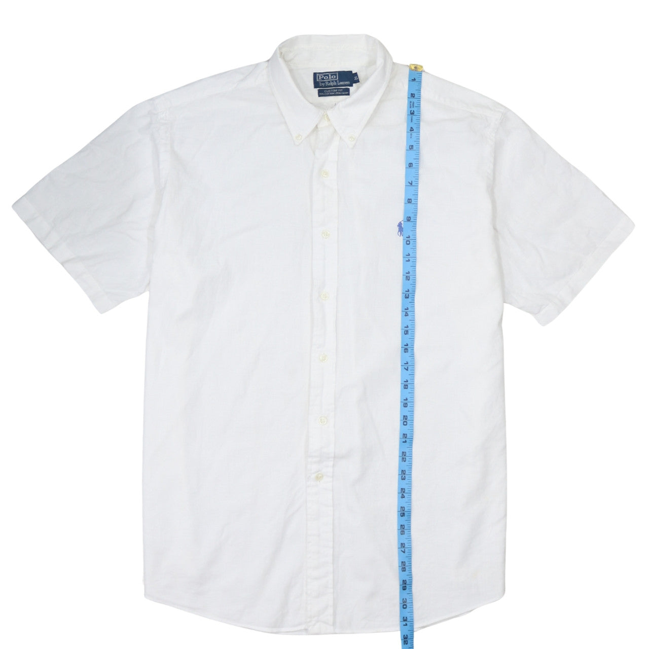 Ralph Lauren Men's White Slim Fit Button-Down Short Sleeve Shirt XL
