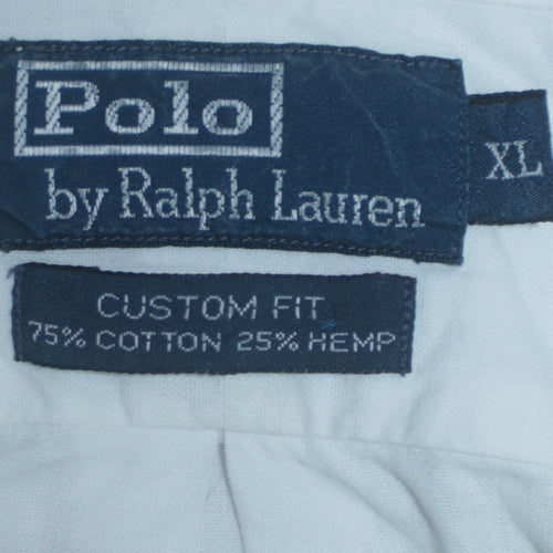 Ralph Lauren Men's White Slim Fit Button-Down Short Sleeve Shirt XL