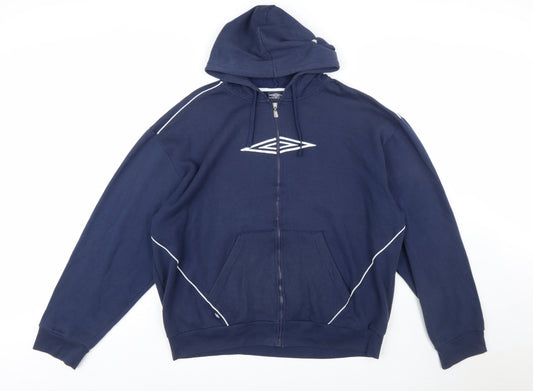 Umbro Men's Blue XL Full Zip Sports Hoodie with Logo